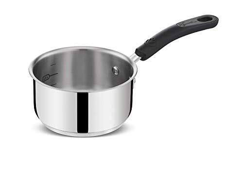 Lagostina Praktische steelpan met lange handgreep voor inductie, grijs, 16 cm, staal 18/10