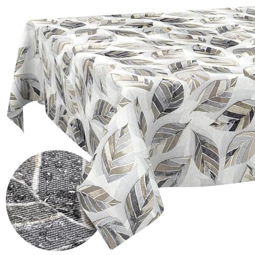 ANRO Tafelkleed Bladeren Grijs 300x140cm