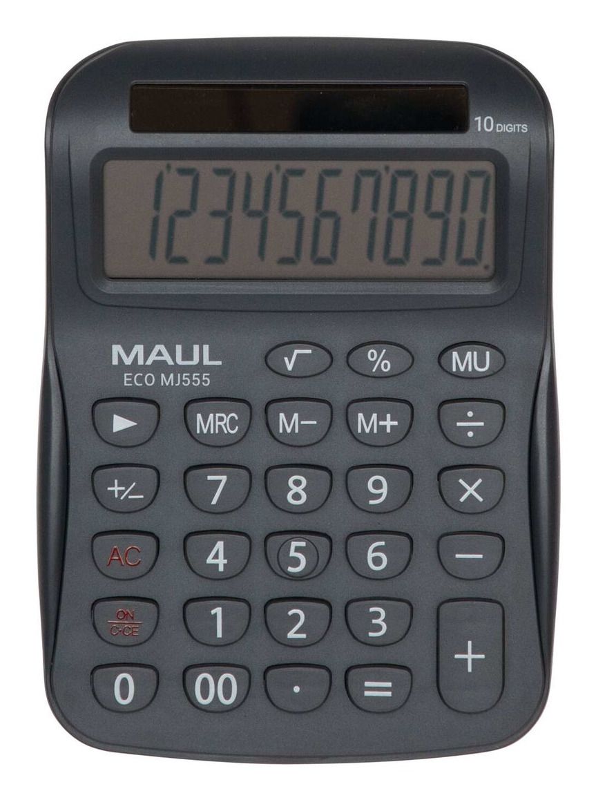 Maul ECO MJ 555 Bureaurekenmachine Grijs Aantal displayposities: 10 werkt op zonne-energie