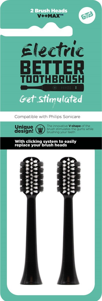 Better Toothbrush Brush Head Philips compatible 2-pack - Regular - Black