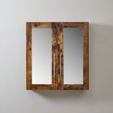 Hudson Reed Moderne Spiegelkast Hoekmontage 60cm x 65cm - Chêne Foncé | Poignées en Laiton Brossé | Cluo