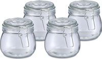 Zeller Voorraadpot Alfie - 4 stuks - 500 ml - Glas - Beugelsluiting - Transparant
