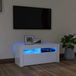 Maison Exclusive - Meuble TV avec éclairage LED, blanc laqué, 90x35x40 cm