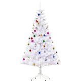 HOMCOM Kunstkerstboom, wit, 150 cm, PVC, met sneeuw en versiering
