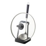 Yamazaki 2249 TOWER Ladle & Pot Lid Stand, black, Steel, 10 x 10 x 15 cm