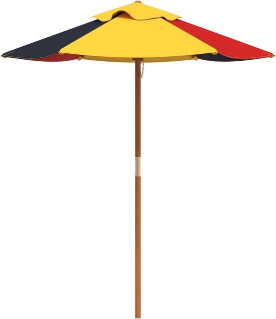 vidaXL Parasol voor kinderen met houten paal Ø120x140 cm - groen