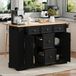 STILVORA îlot de cuisine 130,5 cm – plan de travail extensible 40-65 cm – 5 tiroirs et étagères réglables – 2 prises + 2 USB – noir