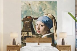 Nr1Wallpaper Behang - Fotobehang Meisje met de parel - Johannes Vermeer - Molen - Breedte 155 cm x hoogte 240 cm