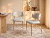 Vente-unique Set van 2 stoelen in gestructureerde stof en metaal met houtlook - Crème en naturel - NAFISA