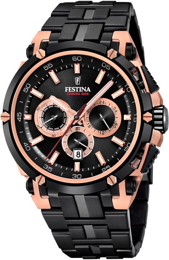 Festina F20329/1 horloge heren - zwart - edelstaal PVD rosÃ