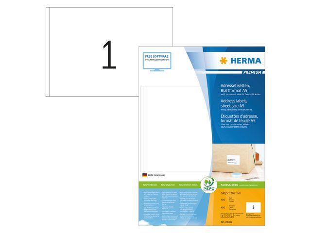 HERMA Etiket 8690 148.5x205mm premium wit 400stuks