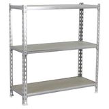 Simon Rack Metalen stelling 1000x1100x300 mm - Maderclick | 3 niveaus, Houten legbord, 200 kg buigbelasting, Corrosiewerende coating, Montage met kliksysteem, Gegalvaniseerd