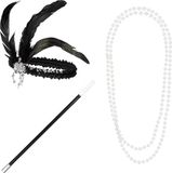 Boland Set Flapper Zwart Volwassenen Unisex Charleston 20's Roaring Twenties