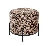 HAKU Möbel Kruk motief, zwart, MDF, metaal, textielstof - Maat: H 40 x Ø 48 cm, Stijl: Boheems