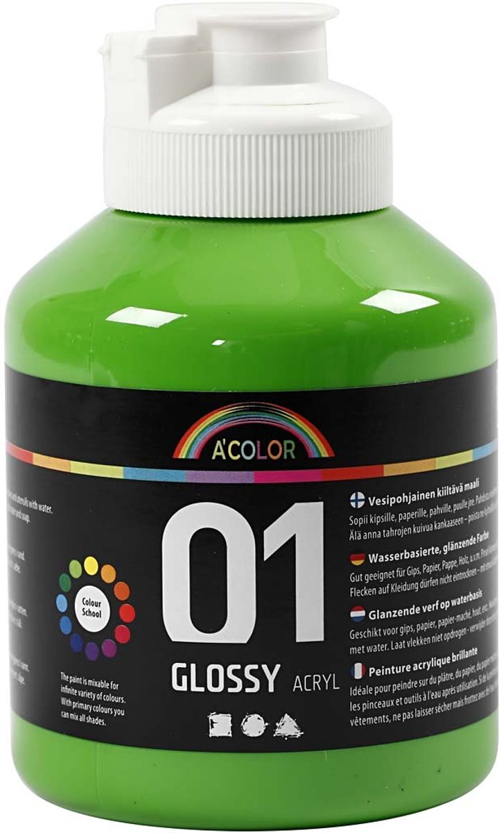 Acolor A-color Glossy acrylverf lichtgroen 01 - glossy 500 ml