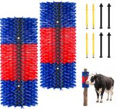 VEVOR Krabborstel 43x19 cm, Veeborstel 2 stuks incl. 8 Schroeven, Krabborstel voor Het Verlichten van Rugjeuk, Massage- en Verzorgingskrabtool voor Paarden, Runderen, Schapen en Varkens, Blauw & Rood
