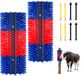 VEVOR Krabborstel 43x19 cm, Veeborstel 2 stuks incl. 8 Schroeven, Krabborstel voor Het Verlichten van Rugjeuk, Massage- en Verzorgingskrabtool voor Paarden, Runderen, Schapen en Varkens, Blauw & Rood