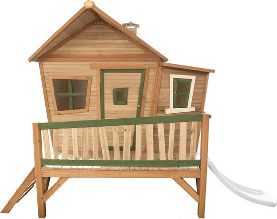 AXI Emma Speelhuis - Bruin/Groen - Met Verdieping en Witte Glijbaan