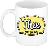 Bellatio Decorations Cadeau thee mok voor collega - kantoor humor - thee met suiker - geel - 300 ml