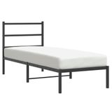 vidaXL Bedframe met hoofdbord metaal zwart 75x190 cm