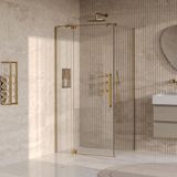 Brauer Stellar - Douchecabine met Draaideur - Helder Glas - 100x80x200 cm - Omkeerbaar - incl. Glascoating - PVD Goud Geborsteld