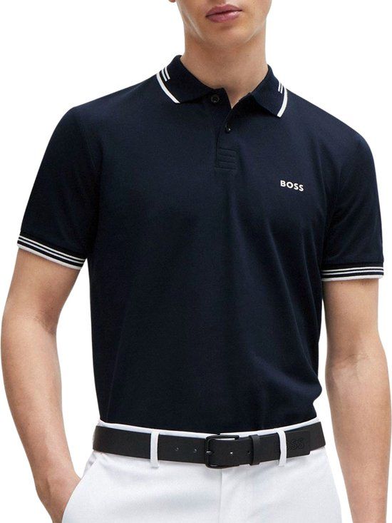 Paul Poloshirt - Mannen - Maat L - Donkerblauw/Wit