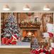 Merkloos Kerstachtergrond met Open Haard voor Fotografie