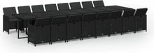 vidaXL 17-delige Tuinset met kussens poly rattan zwart