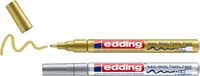 edding 751/2 lakmarker blister - 2 stuks - goud, zilver - pointe ronde 1-2mm - marqueur de peinture pour marquer et étiqueter le métal, le verre, la pierre ou le plastique - permanent, résistant au frottement et résistant à l'eau