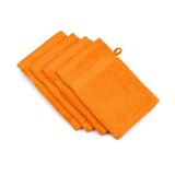 Gözze - New York washandschoen, set van 4, zacht en absorberend, 100% katoen, 17 x 24 cm - oranje