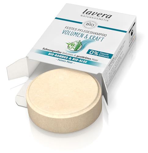 lavera Vaste verzorgingsshampoo volume & kracht, zonder siliconen, intensieve hydratatie en zachte verzorging, veganistisch, natuurlijke cosmetica, 50 g