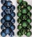 Decoris Kaemingk B.V. 32x stuks kunststof kerstballen mix van donkerblauw en donkergroen 4 cm