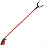 Merkloos Afvalgrijper/vuilnisgrijper - rood - lange steel - 83 cm - zonder te bukken - oppaktang