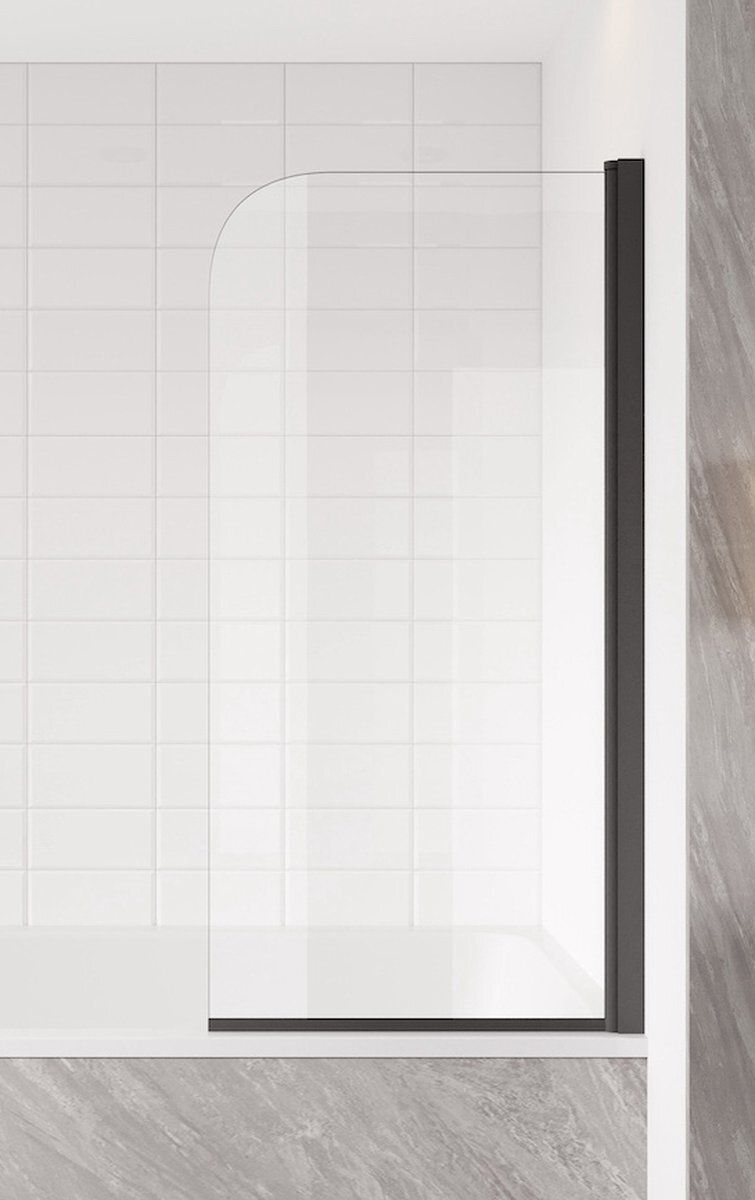 Badplaats Badwand Torino 90 cm x 140 cm - Zwart - Badscherm Draaibaar 5 mm dik - Veiligheidsglas