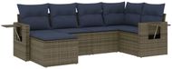 vidaXL Ensemble de banc de jardin 6 pièces avec coussins, polyrotin gris