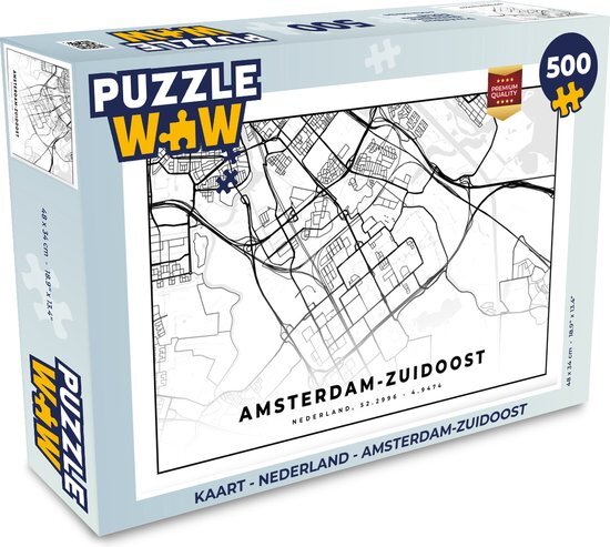 MuchoWow Puzzel Kaart - Nederland - Amsterdam-Zuidoost - Legpuzzel - Puzzel 500 stukjes