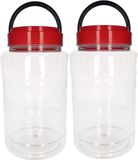 CM Récipient de stockage alimentaire - 2x - plastique - 4 litres - transparent/rouge