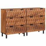 vidaXL Dressoir 2 stuks, Massief Mango Hout, 60 x 33 x 75 cm, Acacia bruin afwerking