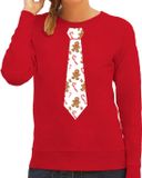 Bellatio Decorations Kersttrui/kerst sweater gingerbread zuurstok - rood - dames M