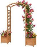 Merkloos Relaxdays Rozenboog - met 2 plantenbakken - 206x180x40 cm - hout - oranje