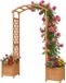 Merkloos Relaxdays Rozenboog - met 2 plantenbakken - 206x180x40 cm - hout - oranje