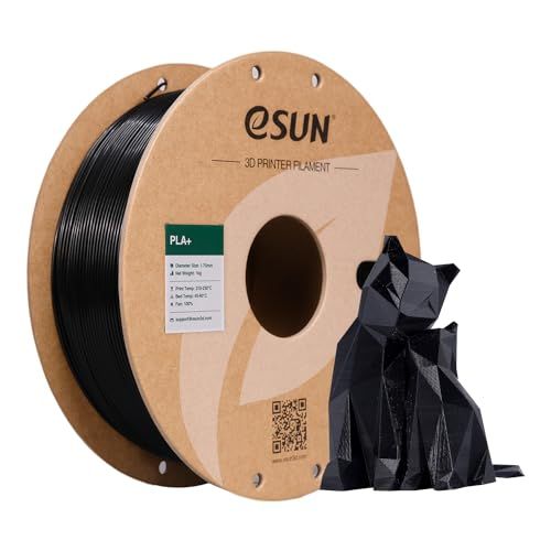 eSUN PLA+ Filament 1.75mm, 3D Printer Filament PLA Plus, Maatnauwkeurigheid +/- 0.03mm, 1kg Spoel (2.2 LBS) 3D Print Filament voor 3D Printers, Zwart