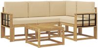 vidaXL Hoek loungeset 4 zitplaatsen acaciahout wit en beige