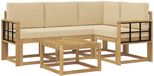 vidaXL Hoek loungeset 4 places acacia bois blanc et beige