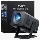 Mini-beamer ZYNIX NIX500 Mini-beamer met Android 14, ondersteunt 4K en 1080p, WiFi 6 en Bluetooth 5.4, automatische keystone-functie en 270° rotatie, voor thuisbioscoop, gaming en buiten