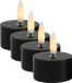 Countryfield LED theelichtjes - 4x st - zwart - D4 x H5,2 cm - met timer