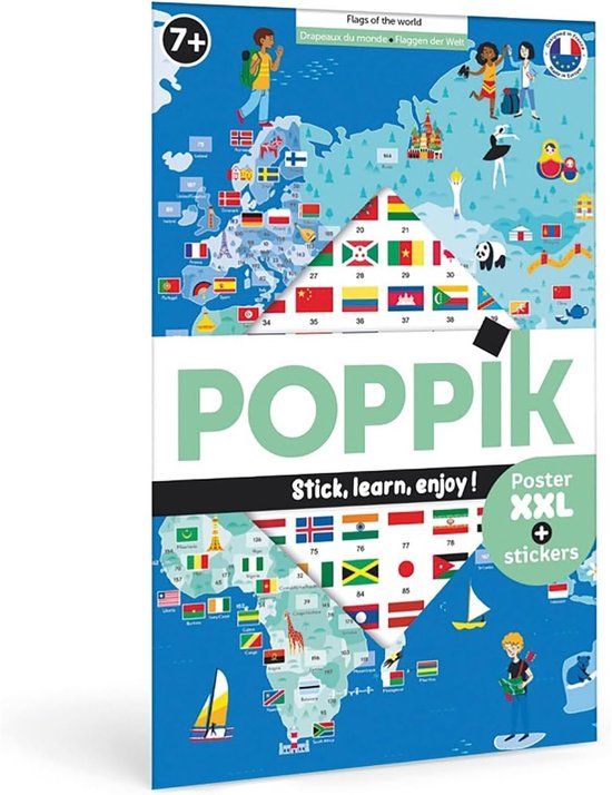 Carletto Poppik Educatieve poster + sticker Vlaggen van de wereld