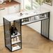 MODFU Bartafel Met Opbergruimte - MDF Marmerlook - Wit En Zwart - 140 × 40 × 105 cm