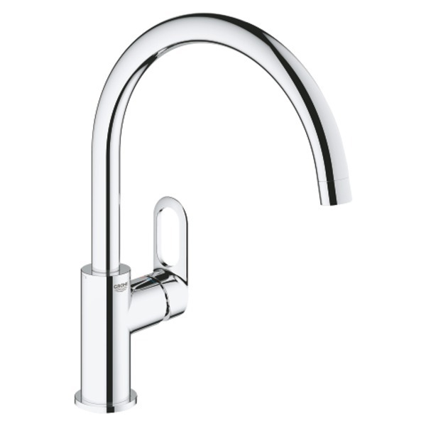 GROHE Bau Flow 1-gats keukenkraan met hoge draaibare uitloop chroom 31538001