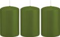 Trend Candles Bougie cylindrique/bougie tronc - 3x - vert olive - 5 x 8 cm - 18 heures de combustion